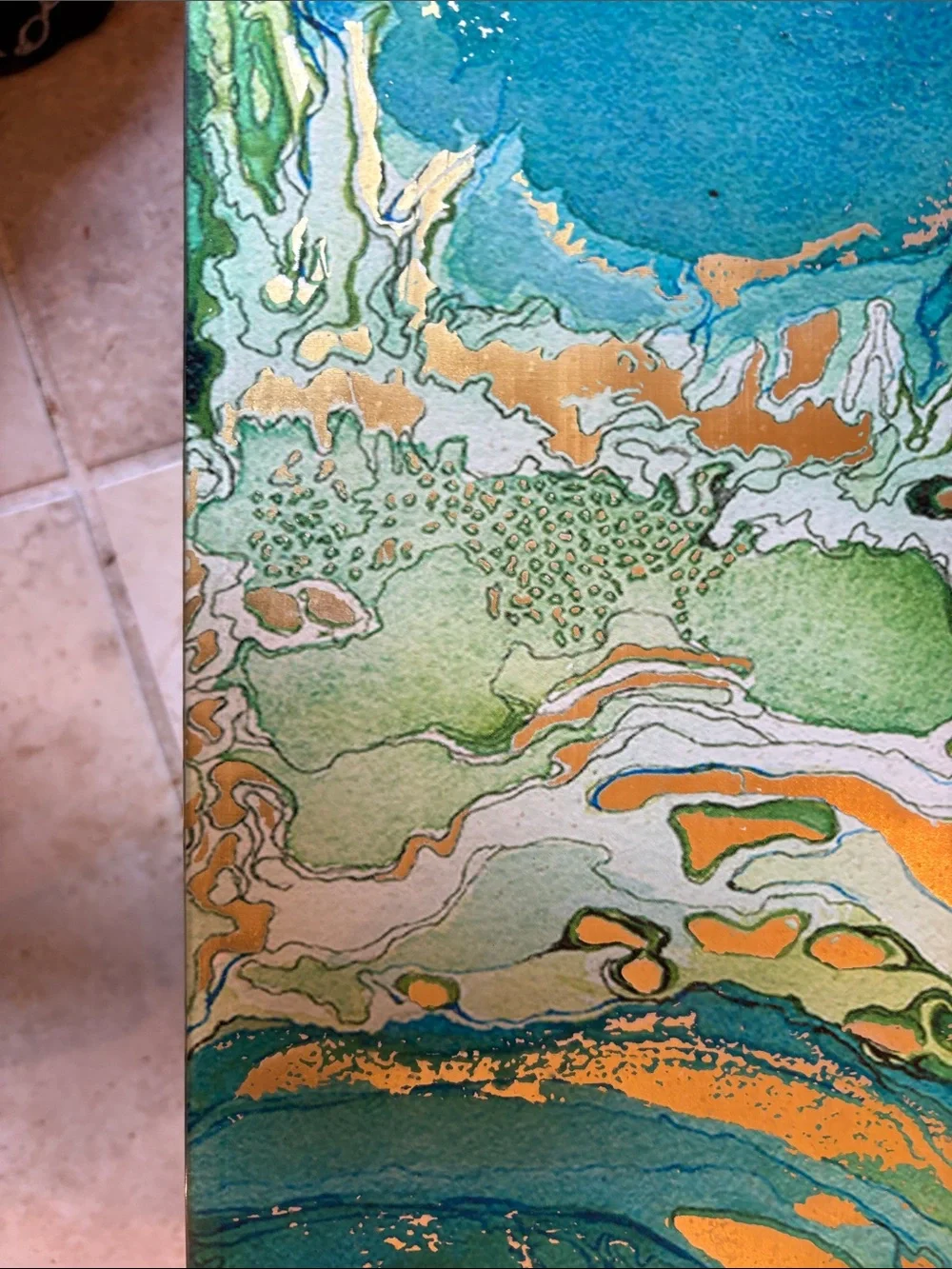 Abstract Green & Teal Marble Art